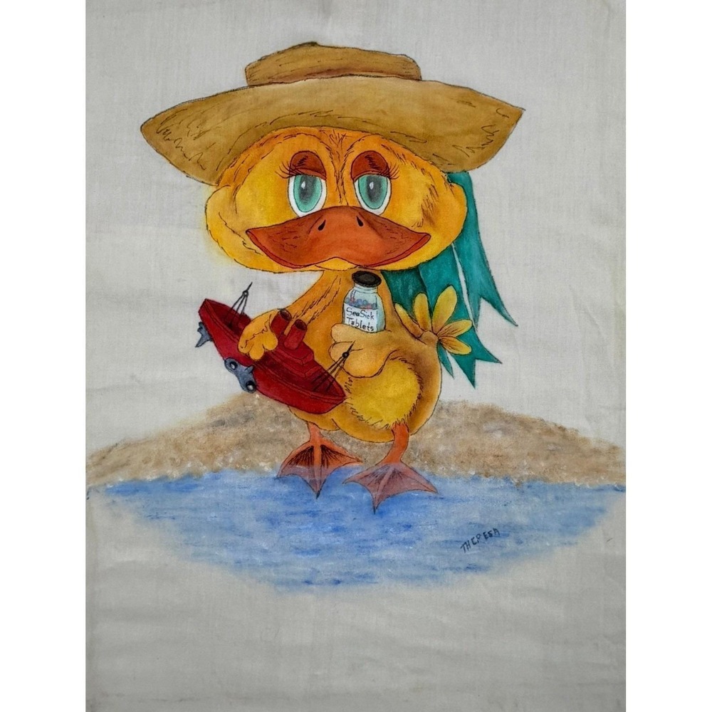 Bread‎ Button Down Shirt Mens L Cream Excellent Hand Painted Duck Vintage 70s